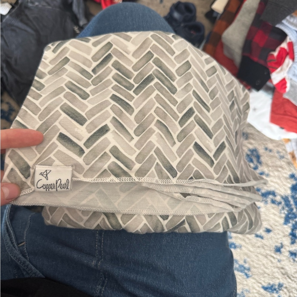 Copper Pearl Alta Gray and White Herringbone Swaddle